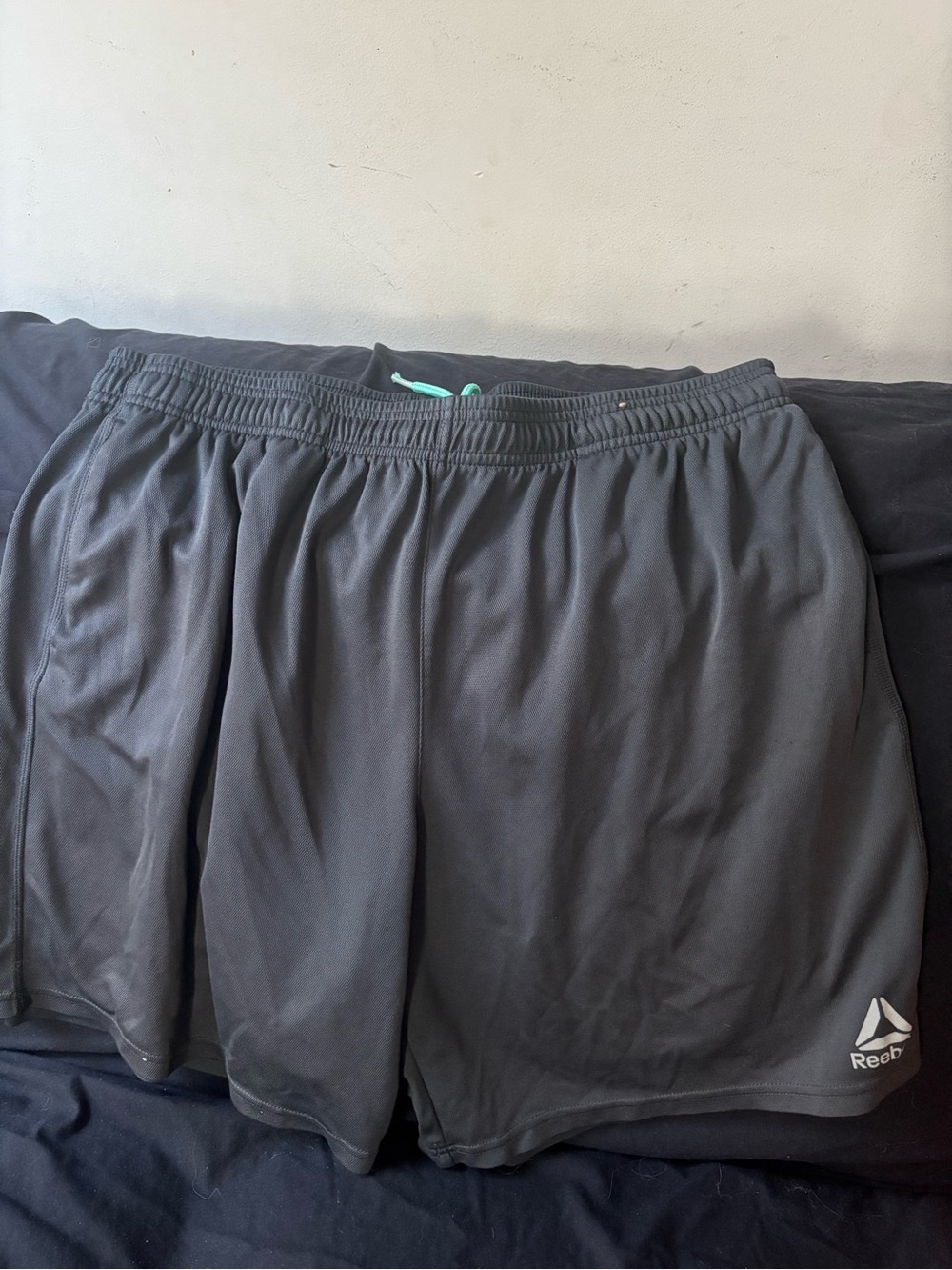 Reebok Men’s Dark Gray Athletic Shorts with Logo